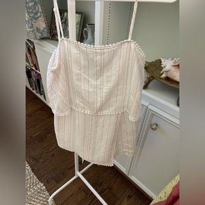 White and Grey Striped Romper